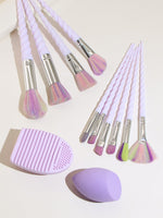 Pastel Unicorn Make Up Brush Set with Brush Cleaning Tool and Sponge