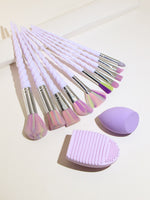 Pastel Unicorn Make Up Brush Set with Brush Cleaning Tool and Sponge